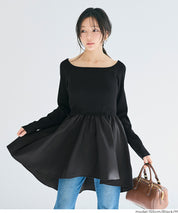 U領拼接娃娃針織上衣