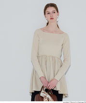 U領拼接娃娃針織上衣