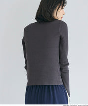 方領長袖針織上衣開衫