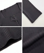 方領長袖針織上衣開衫