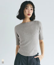 氣質五分袖船領針織上衣