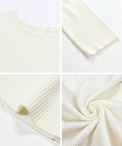 氣質五分袖船領針織上衣