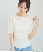 氣質五分袖船領針織上衣