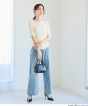 氣質五分袖船領針織上衣