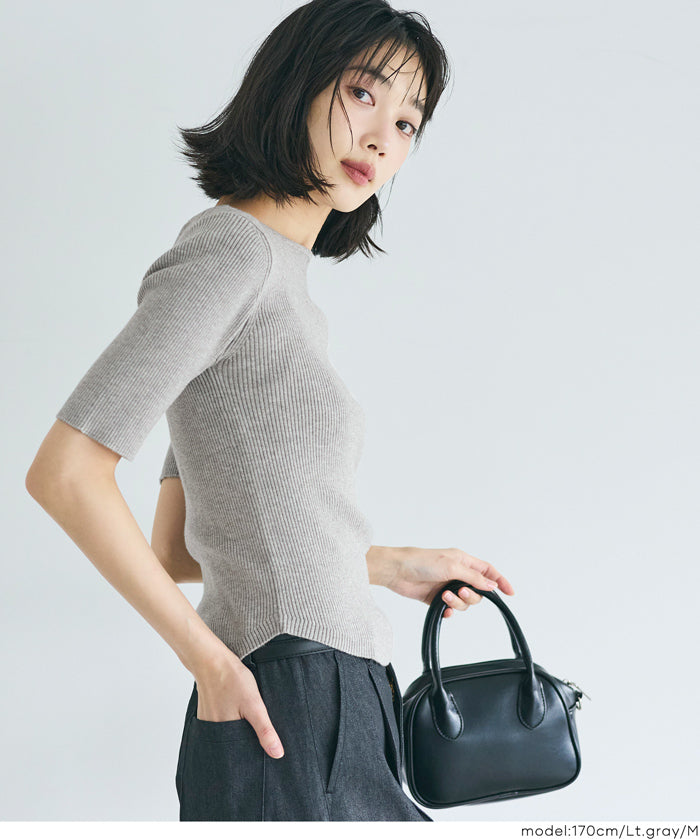 氣質五分袖船領針織上衣