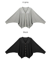 【早秋新品】 溫柔金扣蝙蝠袖V領針織開衫