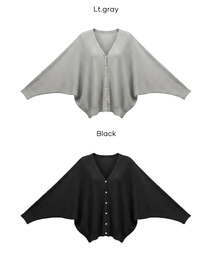 【早秋新品】 溫柔金扣蝙蝠袖V領針織開衫
